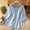 Blusa Feminina Estilo Chinês Novo Juvenil com Botões de Nó Chinês, Gola Diagonal, Camisa de Manga Longa, Roupa para Meditação Zen, Cardigan para Chá