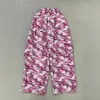 Calça Casual K-Pop Estilo Coreano Primavera e Outono Kawaii Feminina Rosa Camuflado Cintura com Cordão Doce Cool High Street Calça Longa