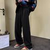 Pantalones de Hombre 2026 Nuevo Diseño de Gofre Casuales Rectos de Corte Holgado Juventud Estilo Hong Kong Pantalones de Pierna Ancha Largos hasta el Suelo