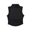 Chaleco sin mangas de cuello alto medio para mujer, diseño de verano para exterior, camisa básica plisada, ropa interior, top corto hasta el ombligo para chica sexy