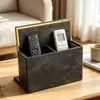 Nueva caja de almacenamiento de control remoto modelo para hoteles y casas de huéspedes, con un toque de lujo ligero y de alta gama, caja de control remoto de cuero de doble compartimento