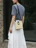 Bolsa de Palha Trançada Verão Novo Estilo Versão Coreana Moda Bolsa de Mão Trançada Ombro Único Transversal Bolsa Feminina Moda Estilo de Rua Férias na Praia