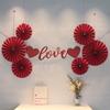 Abanico de flores de papel de perla blanca estilo chino para decoración de pared de fondo de sala de bodas Tanabata, flor de papel estilo amor rojo