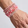 Pulsera Amazon de estilo étnico en capas vintage, única y creativa, pulsera de cuentas con degradado de cristal multicolor versátil
