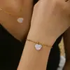 Colar Coração com Pedras de Diamante Banhado a Ouro 18K em Aço Inoxidável, Estilo Coreano Tendência Leve Luxo Estilo Ins para Mulheres, Pulseira Versátil