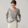 Suéter de cachemira con cuello en V para mujer, nuevo estilo otoño/invierno, con detalles de punto trenzado en toda la prenda, color liso y diseño simple y minimalista, perfecto como capa base o jersey