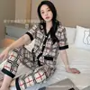 Pijama de verão feminino transfronteiriço 2026, conjunto de manga curta e calça comprida, alta qualidade, roupa de casa fina feita de algodão waffle, pode ser usado fora