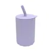 Vaso de Agua Infantil de Silicona de Grado Alimenticio con Patrón Vertical, No Tóxico, Inodoro, Resistente a Altas y Bajas Temperaturas, Apto para Microondas, Anticaídas y a Prueba de Polvo, Especialmente Diseñado para Bebés
