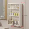 Estante de Almacenamiento para Baño Junto al Lavabo, Gabinete con Espejo de Almacenamiento Integrado para Productos de Cuidado de la Piel Montado en la Pared, Artefacto de Almacenamiento sin Perforaciones para Baño
