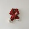 Cachecol Yipan Kidsren Outono e Inverno Vermelho Festivo Tricô Quente Cachecol Gatinho Fofo Bebê Cachecol Cruzado