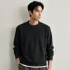 Sudadera minimalista de peso pesado estilo retro americano de alta gama para hombre, nueva colección de otoño, con un sofisticado diseño de cuello redondo de algodón de bambú