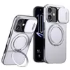 Adequado para Capa de Celular iPhone 18, Capa Deslizante para Lente Anti-Queda Dois em Um, Capa Protetora Apple 17, Suporte para Carro 360