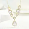 Collar Popular Transfronterizo de Zirconia Gota de Agua, Joyería de Lujo Ligero de Nicho Completamente Incrustada en Diamantes para Mujer, Accesorios de Joyería de Diseño de Alta Gama
