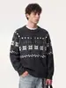 Suéter de punto Fair Isle Han Lu, estilo otoño/invierno para hombre, corte holgado, con un ambiente relajado y casual, con cuello Henley y diseño de jersey
