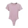 G005-25 Novo Estilo de Verão Estilo Europeu e Americano Garota Popular Desejo Puro Sexy Elástico Slim Fit Simples Gola Redonda Manga Curta Macacão