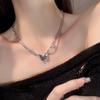Collar de mariposa con diamantes de imitación negros para mujer, de verano, de alta gama, estilo Spice Girls, dulce y fresco, ligero, de lujo, cadena de collar, cadena de nicho.