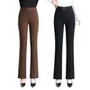 Calça Flare Feminina 2026 Nova Coleção Primavera e Outono Cintura Alta Emagrecimento Casual Calça de Alfaiataria com Elasticidade e Efeito de Caimento Slim Fit Calça Boca de Sino