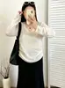 Camiseta básica versátil gola V plus size feminina, suéter de tricô de lã feminino, estilo primavera e outono 2026, suéter interno para mulheres plus size