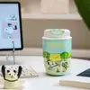 Botella de agua térmica Snoopy de acero inoxidable 316, diseñada para niñas, con un aspecto elegante, perfecta para que los estudiantes la usen en la escuela, cuenta con un asa para transportarla fácilmente y una tapa de tipo pop-up