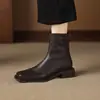 Botines súper suaves de piel de oveja para mujer, otoño e invierno, estilo francés, suela plana, piel suave, ajuste ceñido, botines elásticos, disponibles en tallas 41 a 43