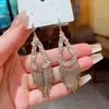 Pendientes de Gancho con Borlas de Circonita Estilo Étnico Bohemio, de Alta Gama, Elegantes, Versátiles para el Trabajo, Pendientes Retro de Celebridades de Internet