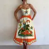 Nuevo vestido de tirantes casual, elegante y con estilo, estampado digital transfronterizo para mujer, vestido de verano