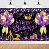 Suministro Exclusivo Transfronterizo de Tela para Fondo de Cumpleaños Poliéster 100D Tela Colgante de Cumpleaños Comercio Exterior de Amazon Feliz Cumpleaños