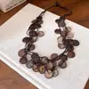 Collar de Borla Redonda Irregular de Cáscara de Coco, Cadena para Clavícula Estilo Étnico Retro, Accesorio para el Cuello de Moda y Sencillo con un Diseño Único