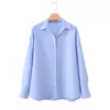 Camisa Básica Oxford Feminina de Manga Longa com Gola Dobrável Tricolor Nova Primavera 2026 Cross-Border Aliexpress 8741251