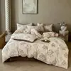 Novo conjunto retro estilo chinês de quatro peças, conjunto de seis peças de brocado de bambu e linho, lençóis e fronhas laváveis à máquina, atacado e entrega de roupas de cama
