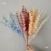 Folha de Dinheiro de Casamento Eucalipto Plástico Flor Artificial Flor de Folha Redonda Dourada Vermelha Arranjo Floral com Grama Buquê Decorativo para Sala de Estar