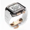 Personalización Transfronteriza Adecuada para Fundas Modificadas de Apple, Funda Transparente para Apple Watch, Funda Protectora Integrada con Correa de Silicona S7