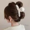 Novo prendedor de cabelo de garra grande de pelúcia 2026, prendedor de cabelo marrom de alta qualidade para mulheres, acessório de cabelo tipo pinça de tubarão para a parte de trás da cabeça, estilo retrô outono e inverno