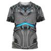 Transpirable de Manga Corta Moda Transfronteriza Más Vendido Impresión 3D Patrón de Mecha Genial Camisa Casual Suelta de Cuello Redondo para Hombre Elegante