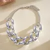 Collar Punk de Cadena Gruesa Acrílica Brillante Europeo y Americano, Cadena para Clavícula Exagerada de Moda y Única, Accesorio de Nicho de Alta Gama