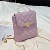 Elegante bolso dulce bordado para teléfono móvil, bolso de cadena de rombos de moda, hebilla de amor personalizada, bolso de hombro portátil con cuentas al por mayor