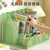 Estantería de Escritorio Malla Metálica Verde Soporte para Libros Estudiante Estante de Almacenamiento de Libros Cinco Niveles con Portalápices Almacenamiento de Archivos