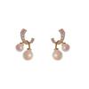Aretes de Cruz con Perlas y Zirconias de Moda 2025 para Mujer Estilo Coreano Moda Aretes de Aguja de Plata Aretes de Estilo de Alta Gama Pequeño Aroma