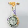 Atacado Relógio de Silicone para Enfermeira Estampado em Aquarela Redondo Feminino 50 Estilos Relógio Padrão Estudante Feminina Relógio de Quartzo Mostrador Grande