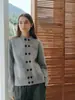 Suéter de cachemira retro de doble botonadura, mezcla de lana, unisex, corte relajado, cuello redondo, cárdigan tejido