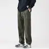 Nuevos pantalones casuales versátiles de estilo americano color verde militar para otoño para hombre, pierna recta holgada, pantalones de trabajo japoneses modernos cityboy