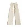 Estilo perezoso sensación relajada pantalones rectos con movimiento primavera y verano nuevos cintura alta cordón sueltos caída pierna ancha pantalones largos mujer