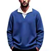 Comercio Exterior 2026 Sudadera de Manga Larga Falsa de Dos Piezas para Hombre con Parche de Patrón de Trigo Cuello de Camisa Pullover Top Casual
