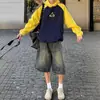 Shorts jeans estilo americano retrô lavado de rua alta, masculino e feminino, reto, perna larga, solto, casual, todos os tipos de calças curtas
