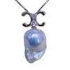 Colgante de Plata de Ley S925 Transfronterizo Europeo y Americano Multiusos Doble C Doble Zircón Colgante de Perla de Agua Dulce con Forma Irregular