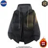 Chaqueta de Algodón Versátil con Capucha Marca Nasa para Hombre, Diseño de Dos Piezas Falsas de Invierno, Chaqueta de Algodón Cálida Cortavientos para Pareja