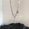 Collar de cadena de suéter de acero de titanio de doble capa que no se decolora, estilo hip-hop, versátil y de moda para mujer.