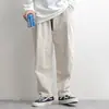 Pantalones Casuales de Pana Color Blanco Crudo Estilo Japonés para Hombre, Rectos Holgados Retro Marrón para Mujer Otoño de Pierna Ancha Caída Largos