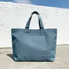 Bolsa Tote de Mão Personalizada com Capacidade Aumentada Bolsa de Lona Estampada com Letras Azul Névoa Bolsa de Lona Versátil para o Dia a Dia para Mulheres