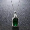 Venta caliente colgante de corindón turmalina verde colorido estilo coreano chapado en platino colgante de esmeralda micro incrustado circonita collar para mujer